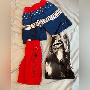 Under Armour LN swimsuit Y SM 1 pair of shorts EC & 1 pair of Champion shorts S